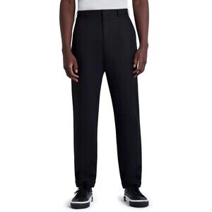 KARL LAGERFELD PARIS men's Straight-Leg linen cotton Dress Pants Black 36w/30L